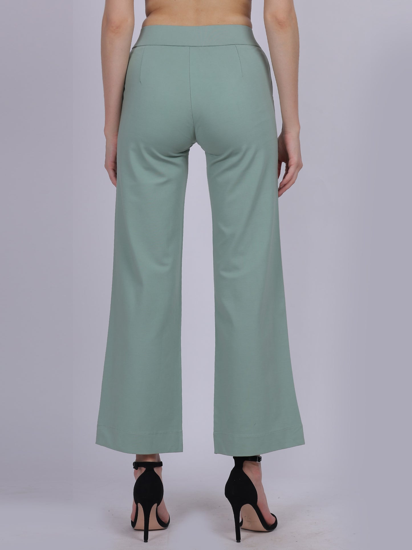 Sea Green Straight Fit Stretchable Fashion Pants