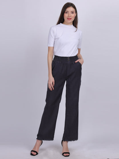 Cotton Denim Straight Fit Pants