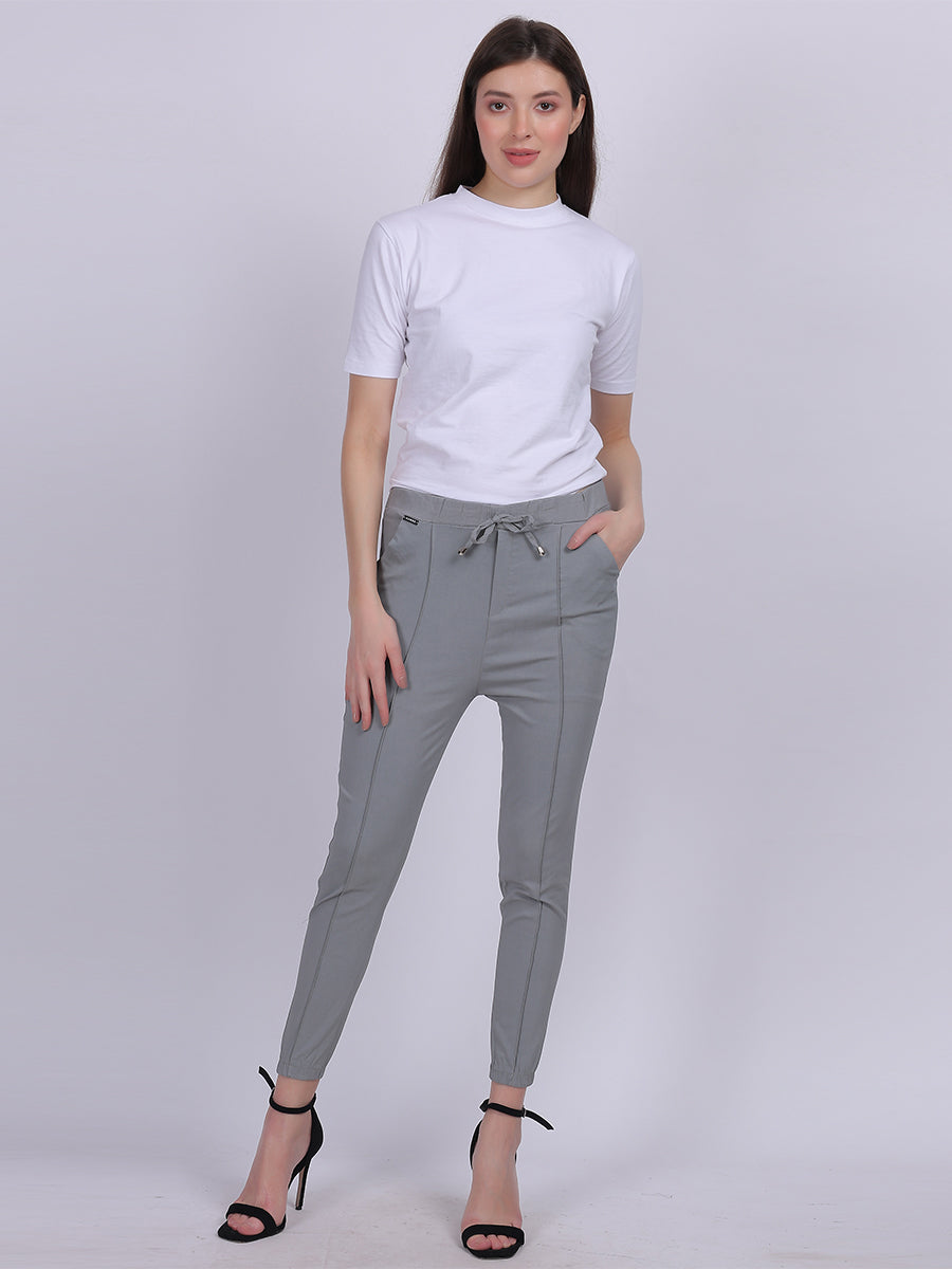 Light Grey Solid Narrow Fit Fashion Joggers