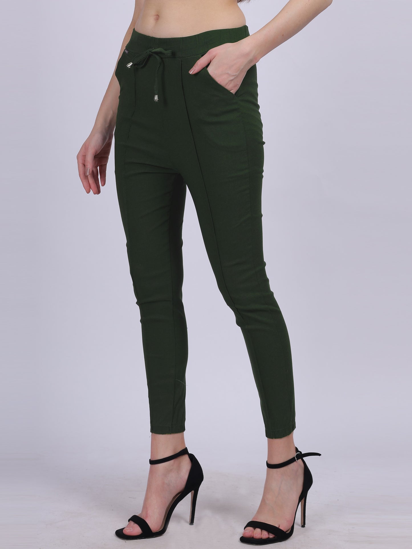 Olive Solid Narrow Fit Fashion Joggers