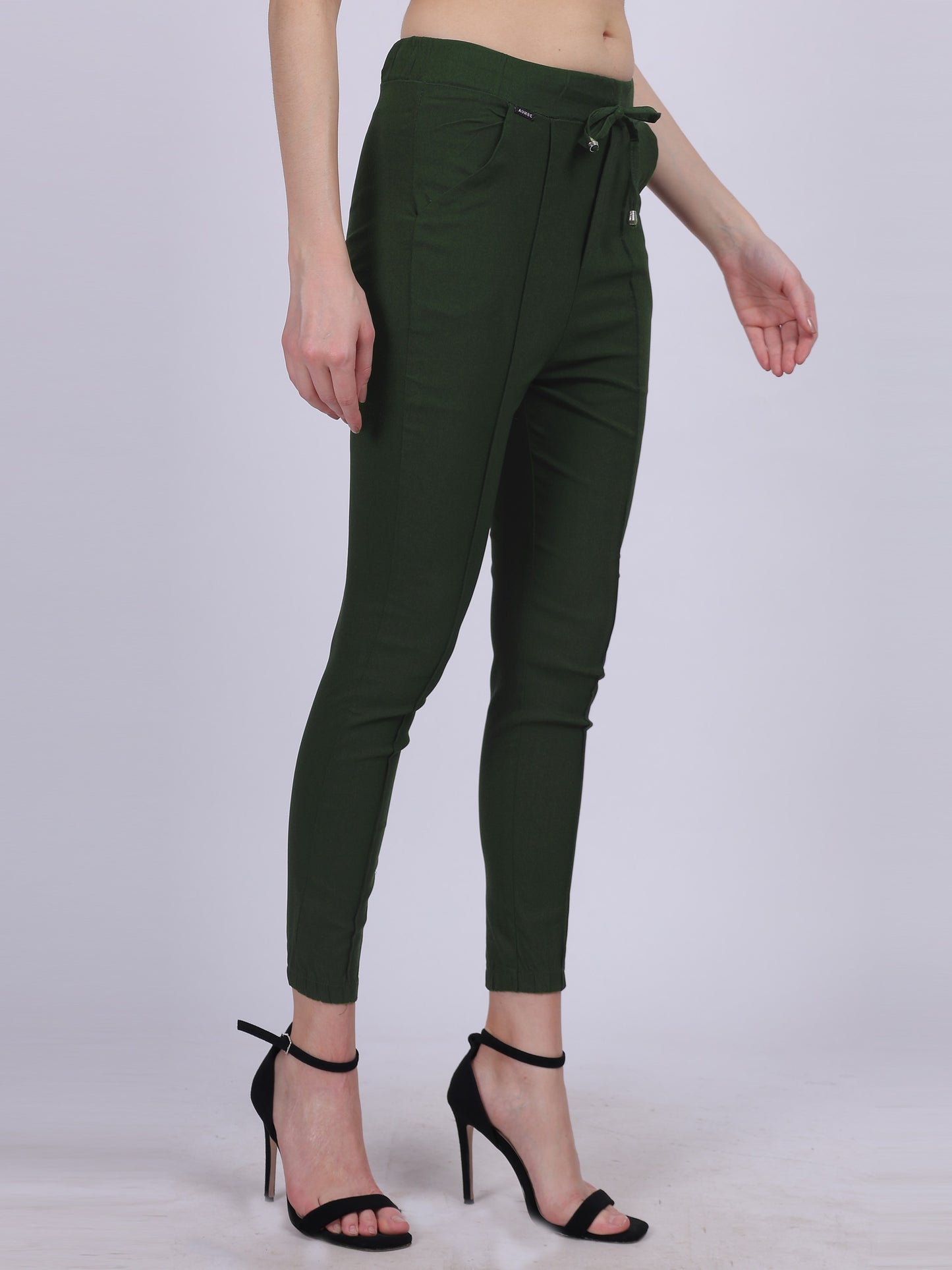 Olive Solid Narrow Fit Fashion Joggers