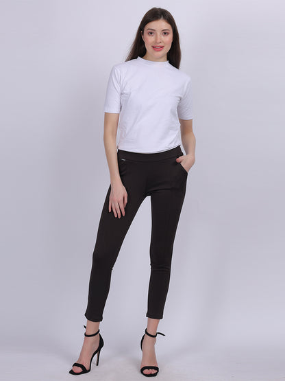 Dark Brown Narrow Fit Formal Stretchable Pants