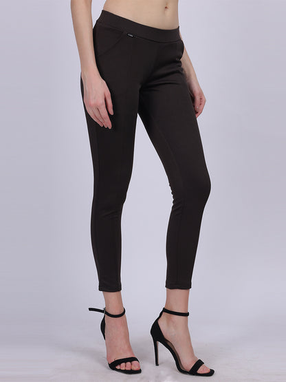 Dark Brown Narrow Fit Formal Stretchable Pants