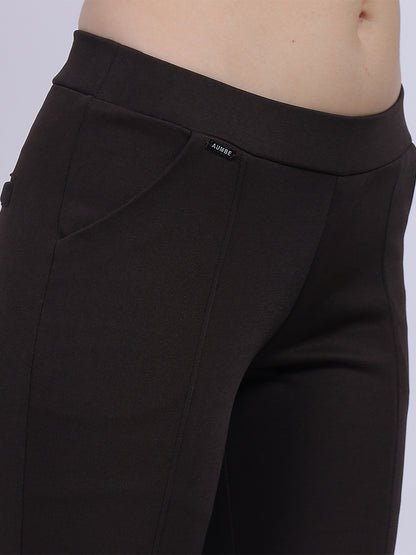 Dark Brown Narrow Fit Formal Stretchable Pants