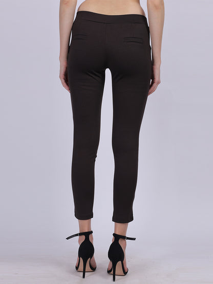 Dark Brown Narrow Fit Formal Stretchable Pants