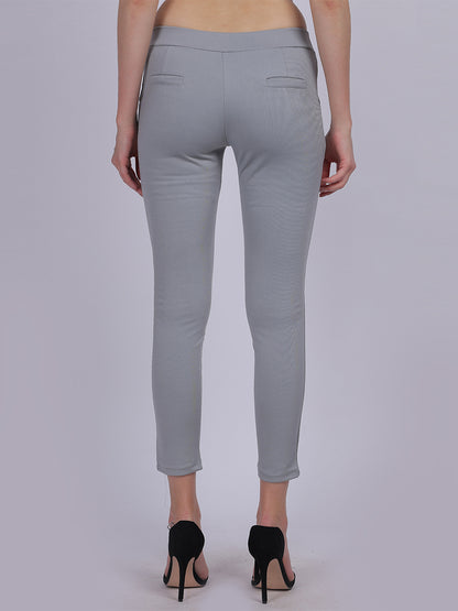 Light Grey Narrow Fit Formal Stretchable Pants