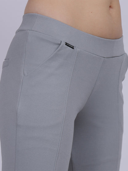 Light Grey Narrow Fit Formal Stretchable Pants