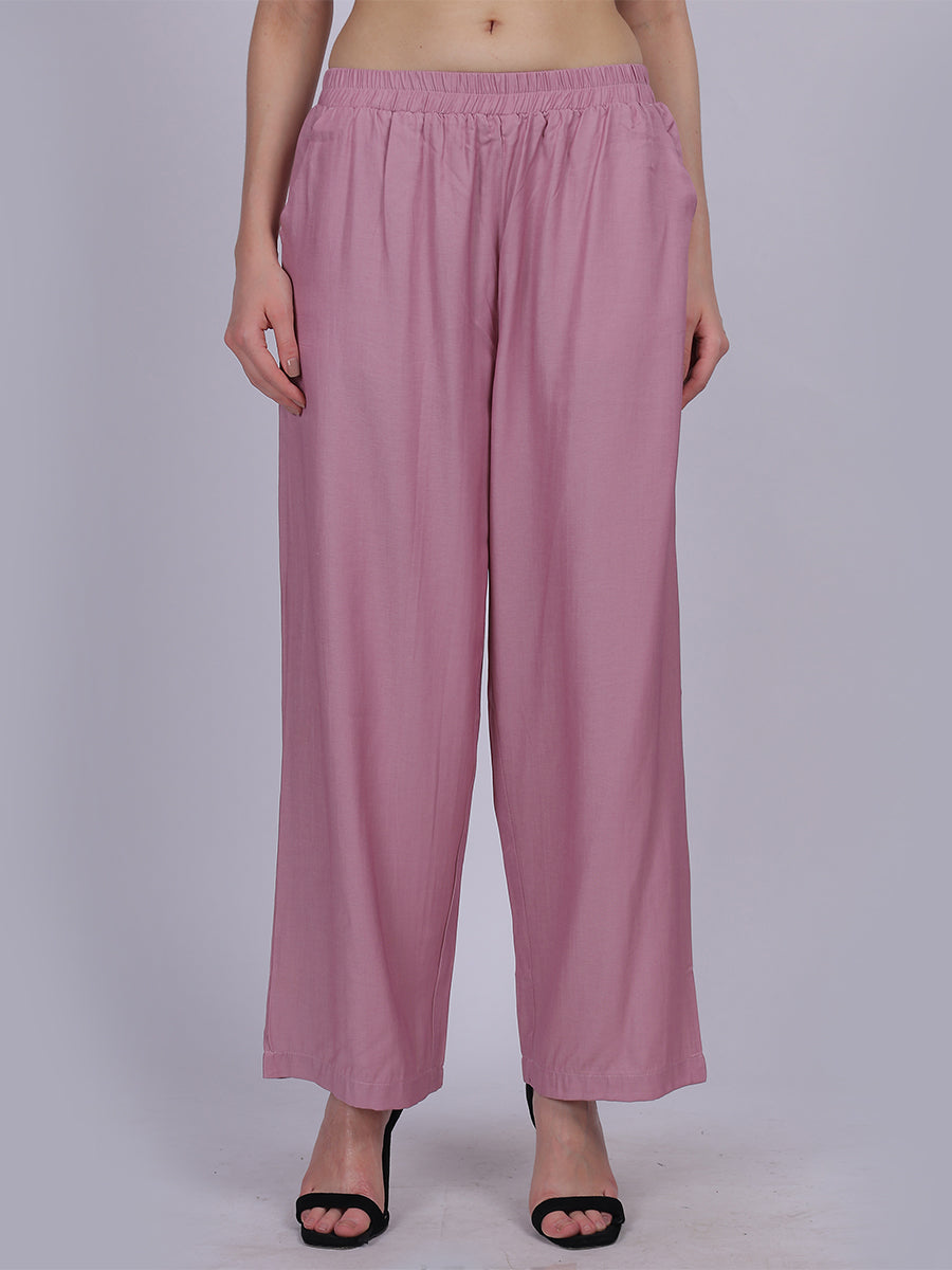 Pink Silky Denim Straight Fit Fashion Pants