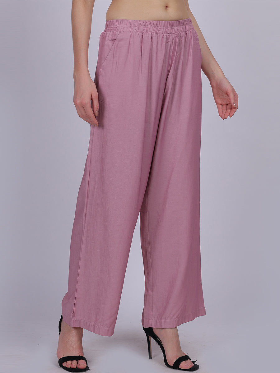 Pink Silky Denim Straight Fit Fashion Pants