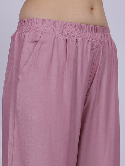 Pink Silky Denim Straight Fit Fashion Pants