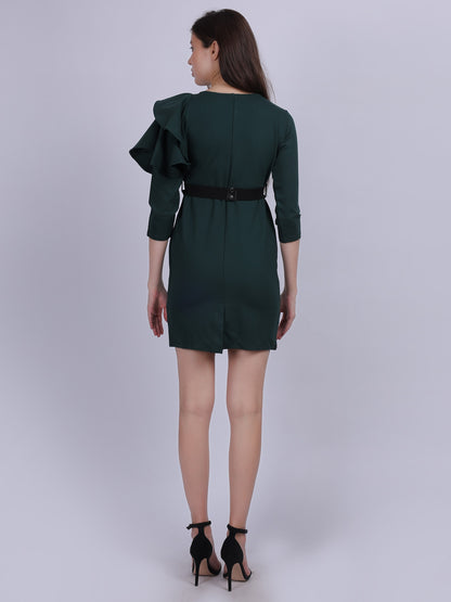 Solid Bodycon Dress With Belt AUMBE Solid Bodycon Dress With Belt AUMBE