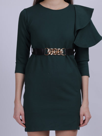 Solid Bodycon Dress With Belt