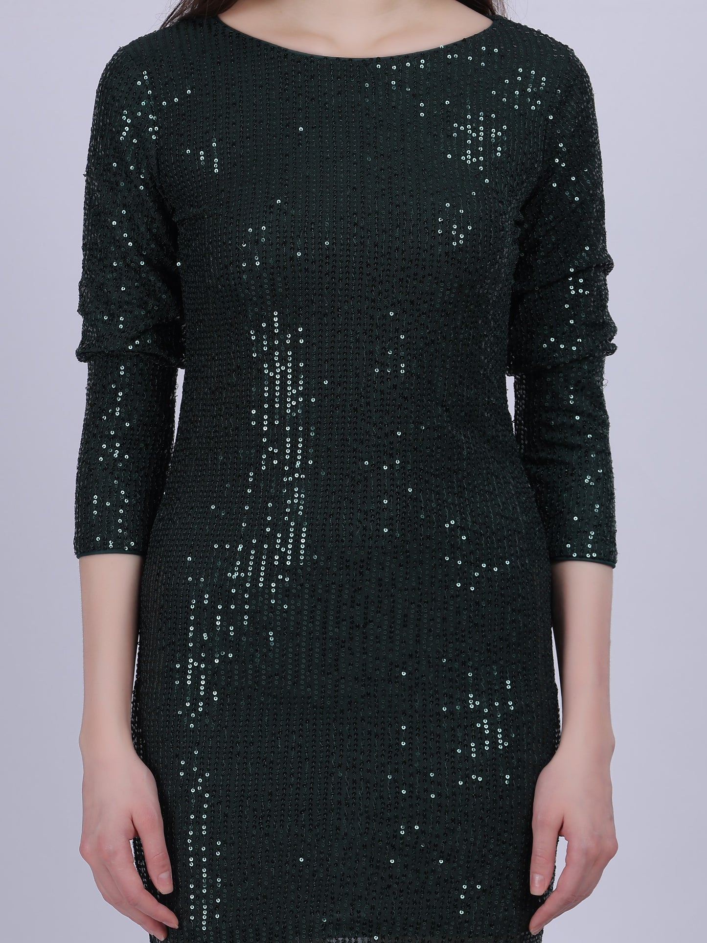 Sequin Bodycon Dress With Layered Sleeves