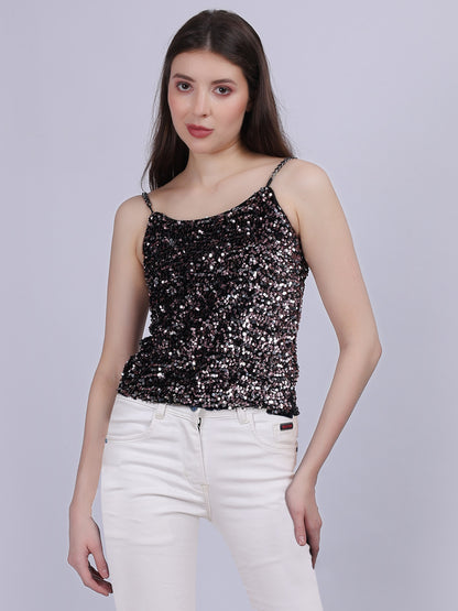 Pink Party Wear Sequence Fashion  Top