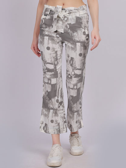 Grey Tye & Dye Cotton Spandex Fashion Straight Fit Pants