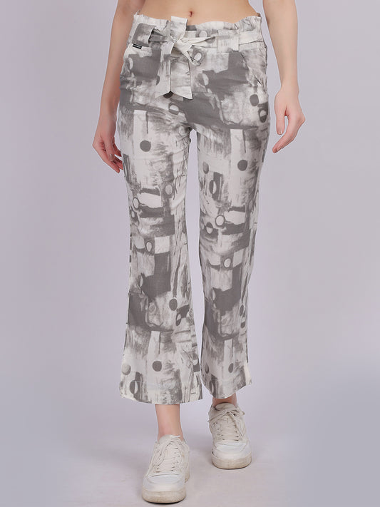 Grey Tye & Dye Cotton Spandex Fashion Straight Fit Pants