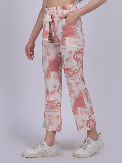 Rust Tye & Dye Cotton Spandex Fashion Straight Fit Pants