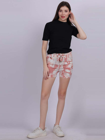 Rust Tye & Dye Cotton Spandex Fashion Shorts