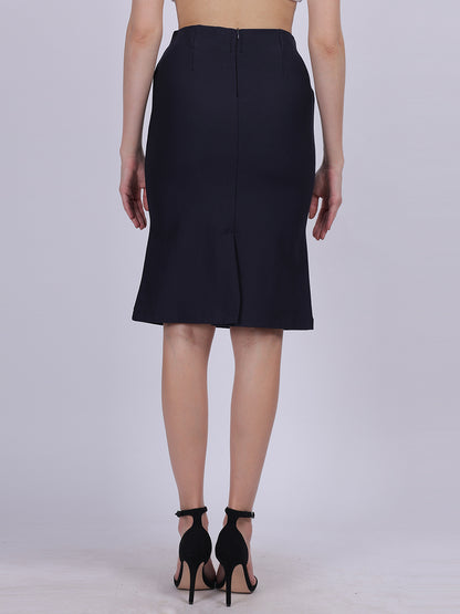 Navy Solid Bodyfit Fashion Skirt