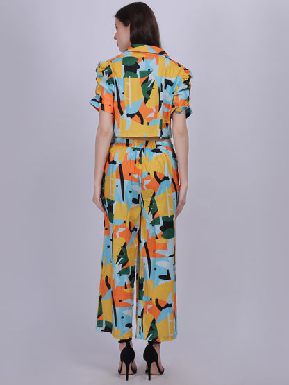 Abstract Print Fashion  Cord-set With Tapered Pant