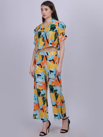 Abstract Print Fashion  Cord-set With Tapered Pant