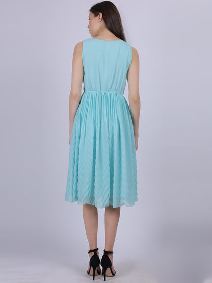 Solid Georgette Pleated Dress