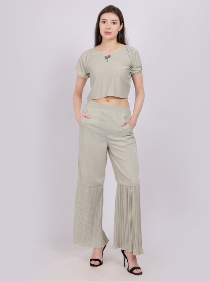 Fashion Co-ord Set With Pleated Straight Fit Pants