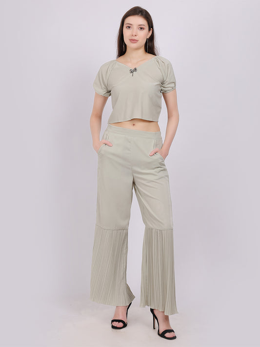 Fashion Co-ord Set With Pleated Straight Fit Pants