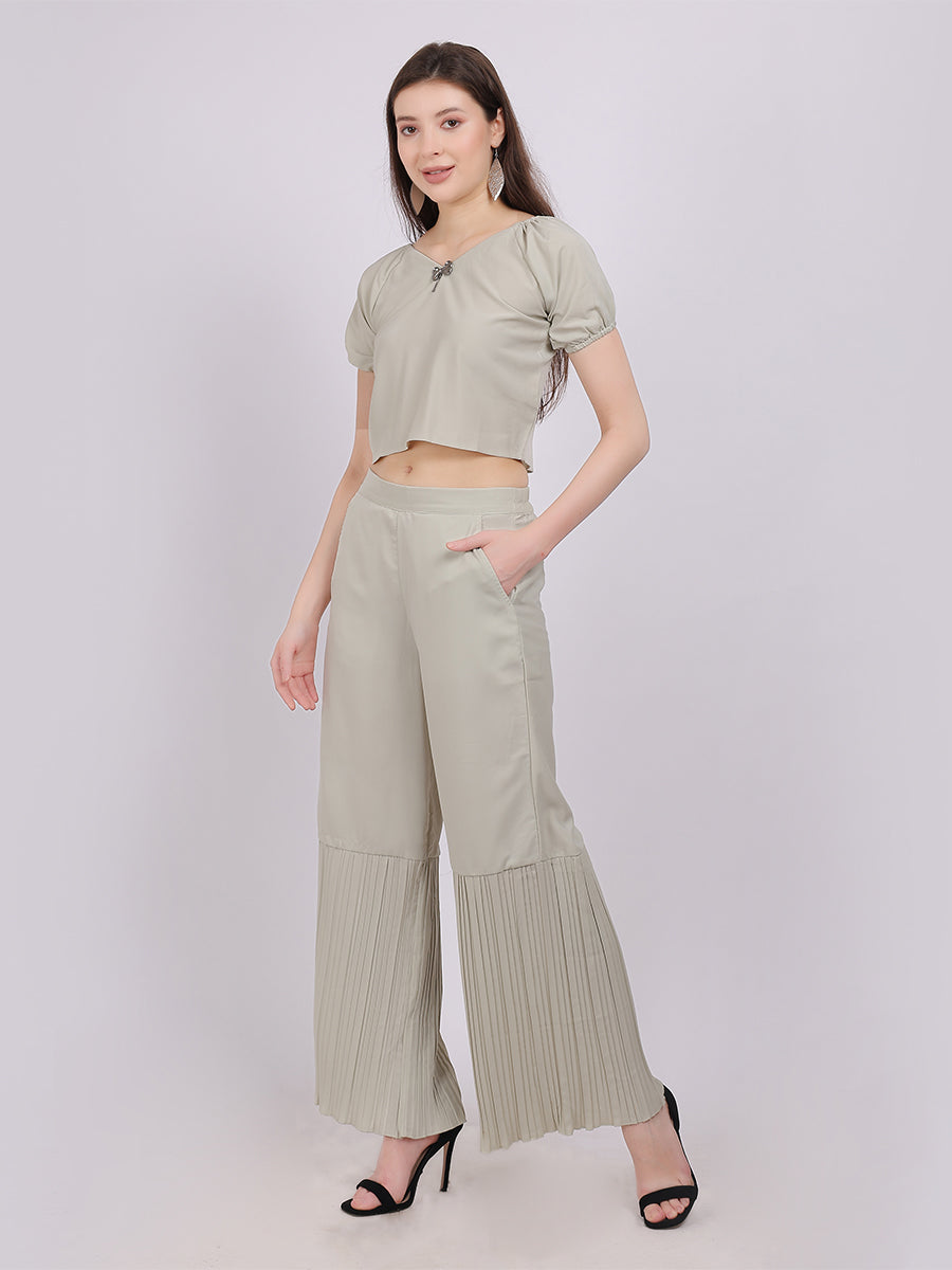 Fashion Co-ord Set With Pleated Straight Fit Pants