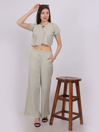 Fashion Co-ord Set With Pleated Straight Fit Pants