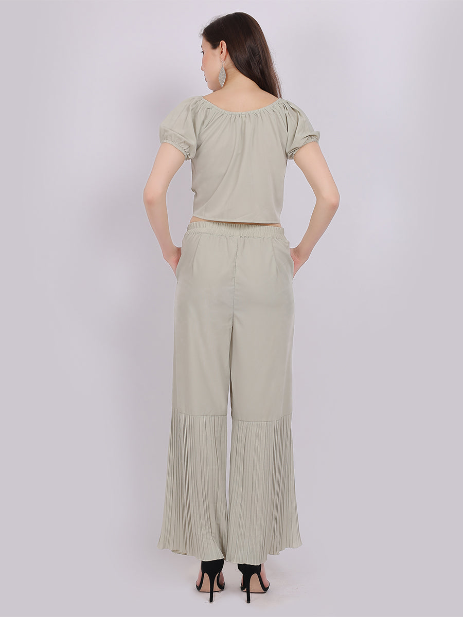 Fashion Co-ord Set With Pleated Straight Fit Pants