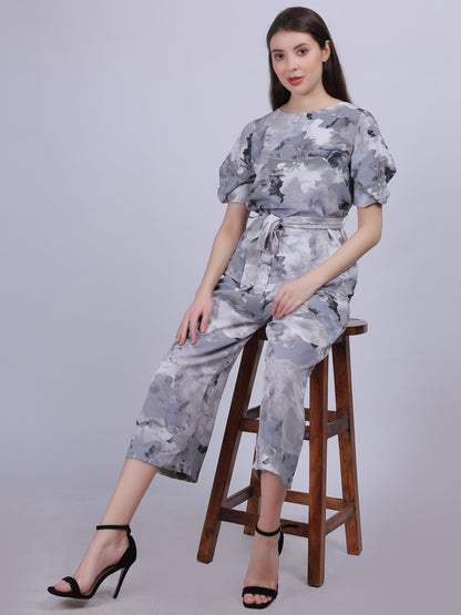 Grey Abstract Print Fashion Co-ord Set