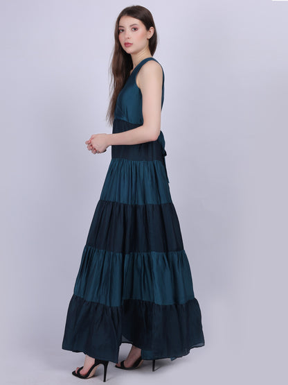 Satin Layered Long Fashion Dress