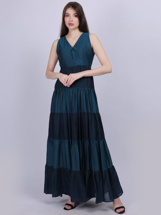 Satin Layered Long Fashion Dress