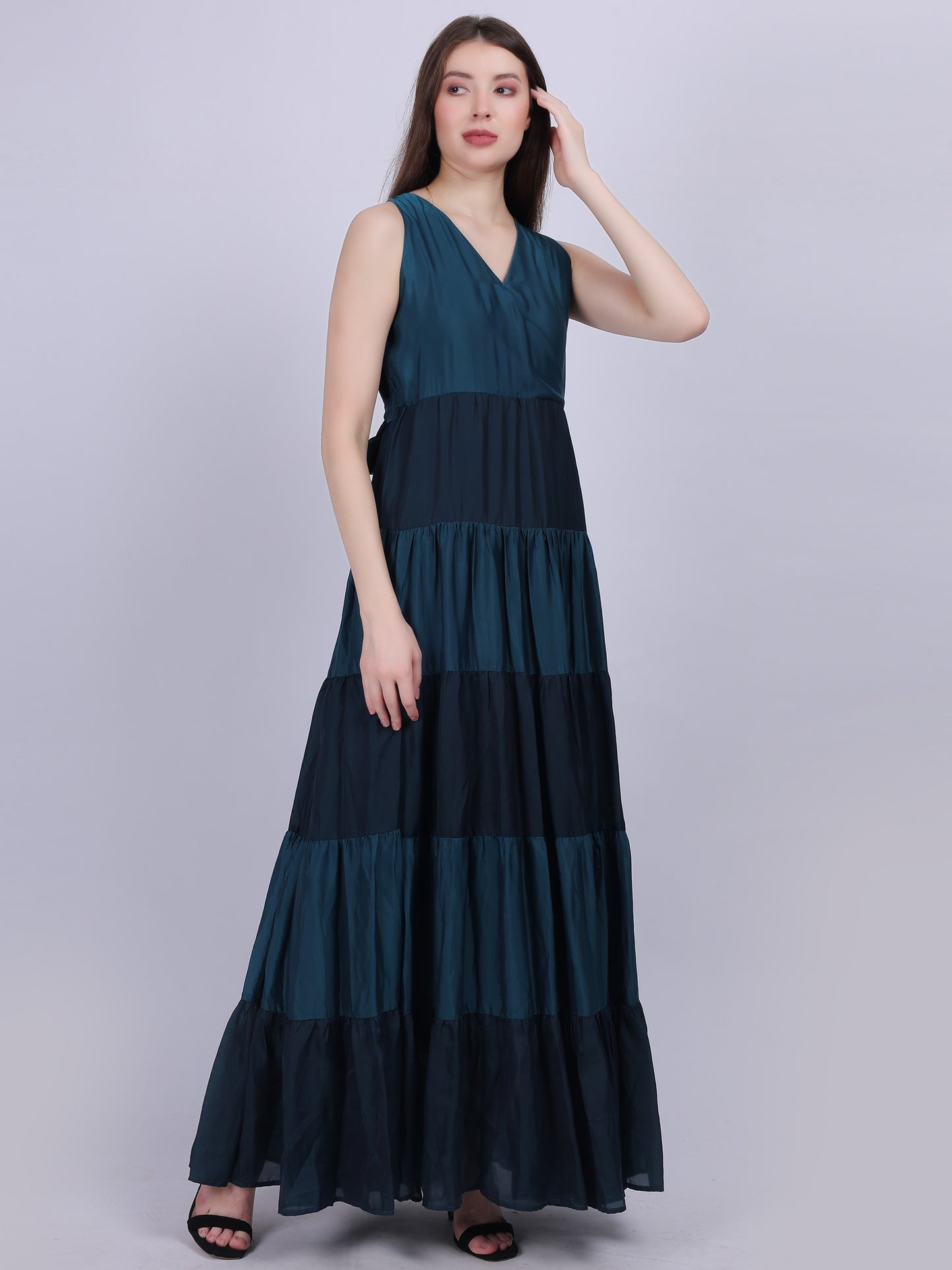 Satin Layered Long Fashion Dress