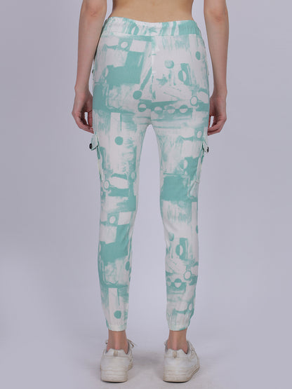 Sea Green Tye & Dye Cotton Spandex Fashion Joggers