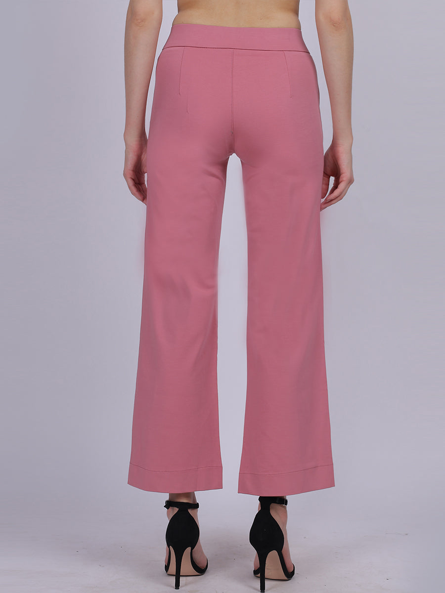 Pink Straight Fit Stretchable Fashion Pants