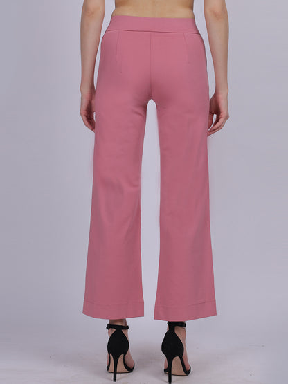 Pink Straight Fit Stretchable Fashion Pants