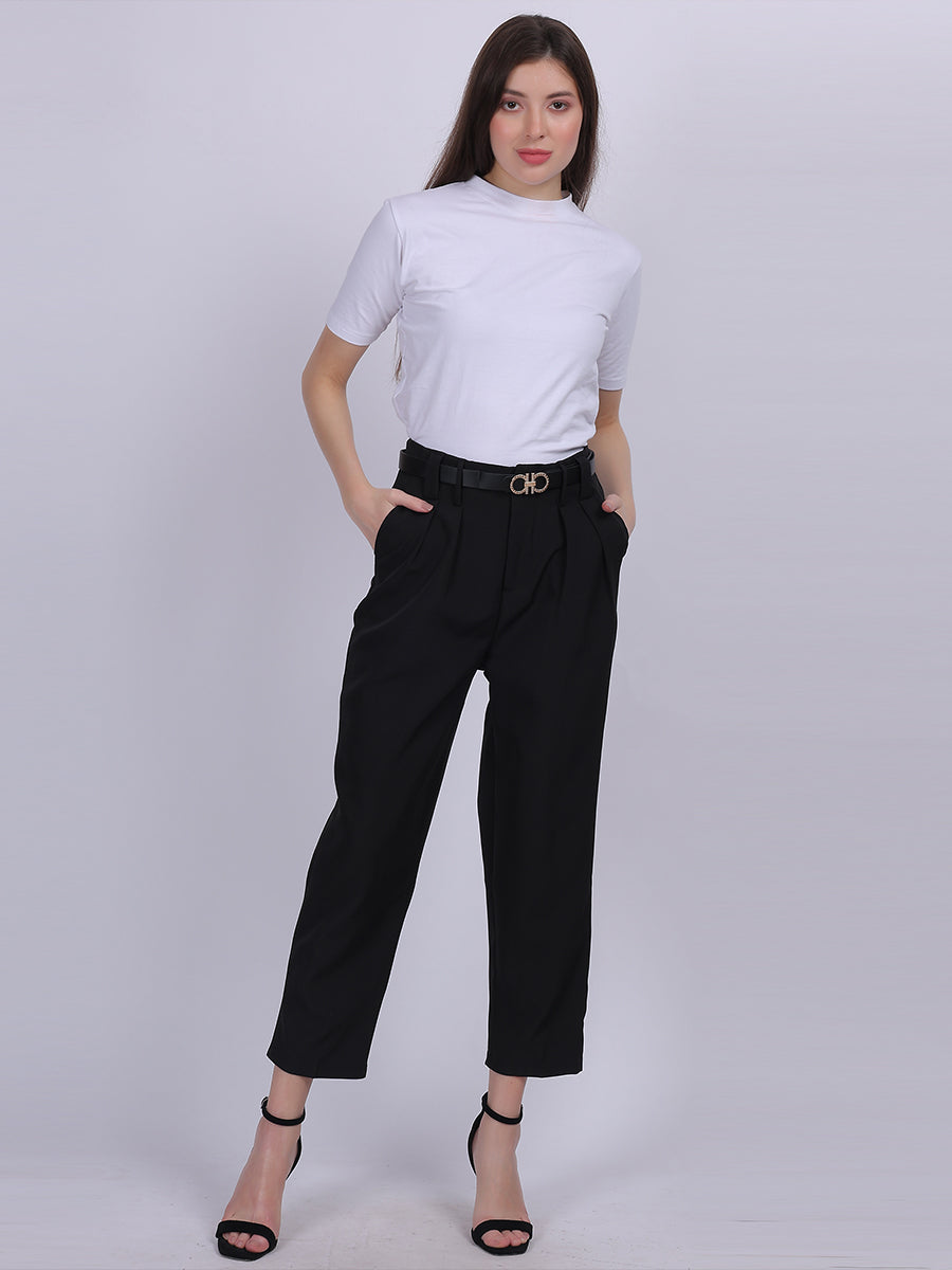 Straight Fit Fashion Formal Pants With Fashion Belt