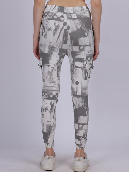 Grey Tye & Dye Cotton Spandex Fashion Joggers