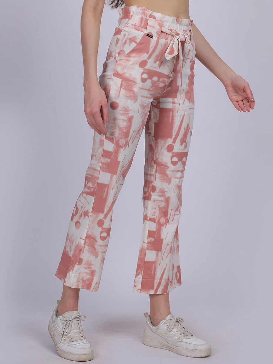 Rust Tye & Dye Cotton Spandex Fashion Straight Fit Pants