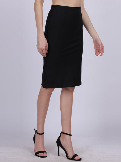 Black Solid Bodyfit Fashion Skirt