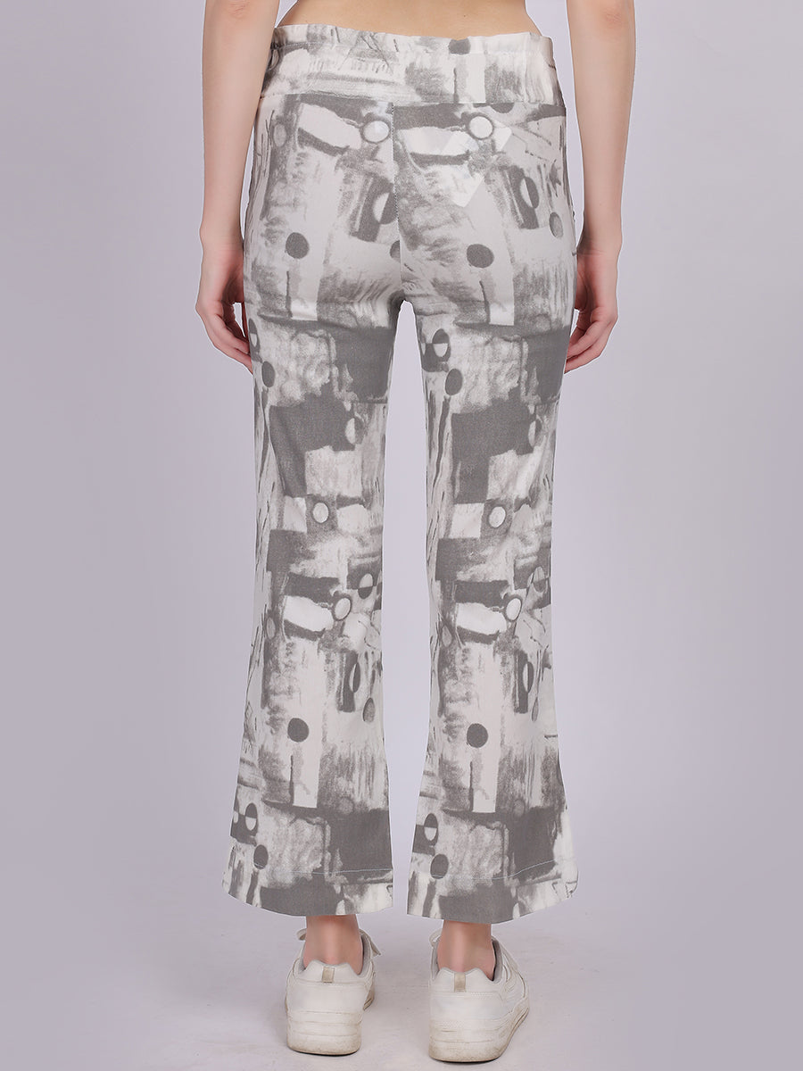 Grey Tye & Dye Cotton Spandex Fashion Straight Fit Pants