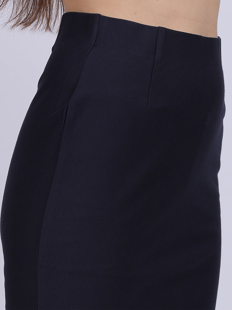 Navy Solid Bodyfit Fashion Skirt