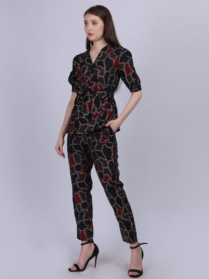 Black Abstract Print Fashion Co-ord Set