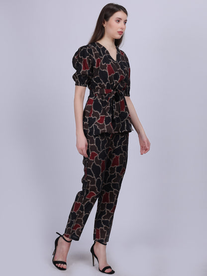 Black Abstract Print Fashion Co-ord Set