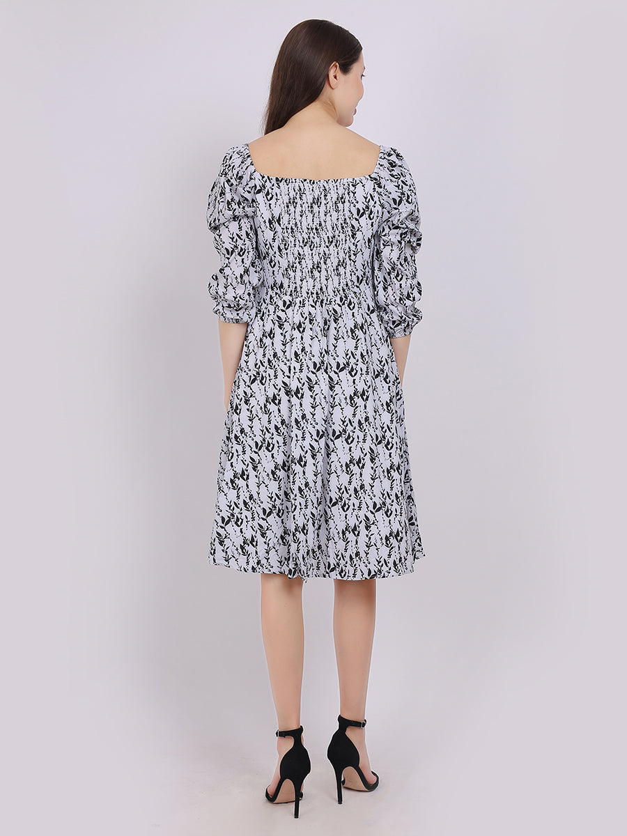 Floral Printed Cowl Neck Fashion Dress