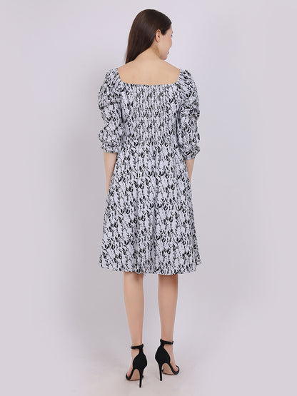 Floral Printed Cowl Neck Fashion Dress