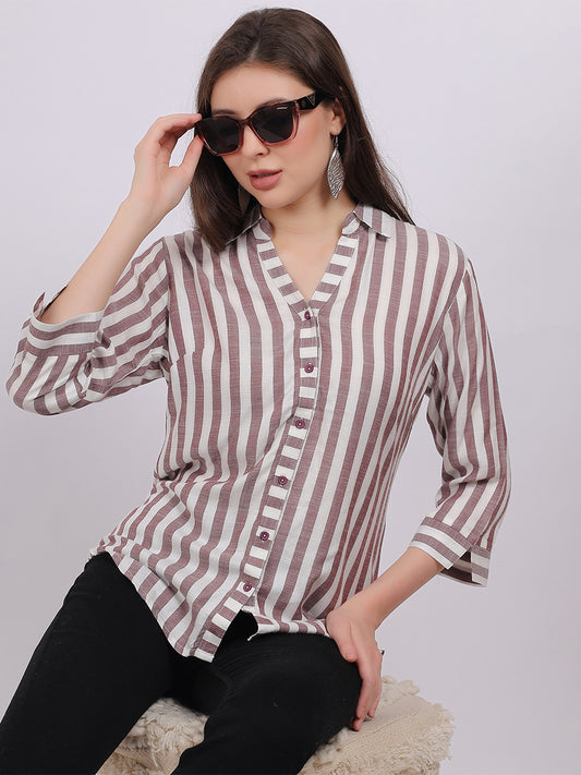 Stripe Print Formal Shirt