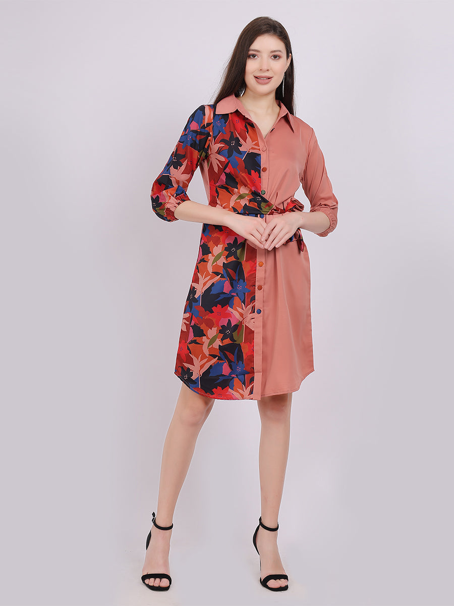 Mix & Match Shirt Dress With Waist Tie-Up Belt